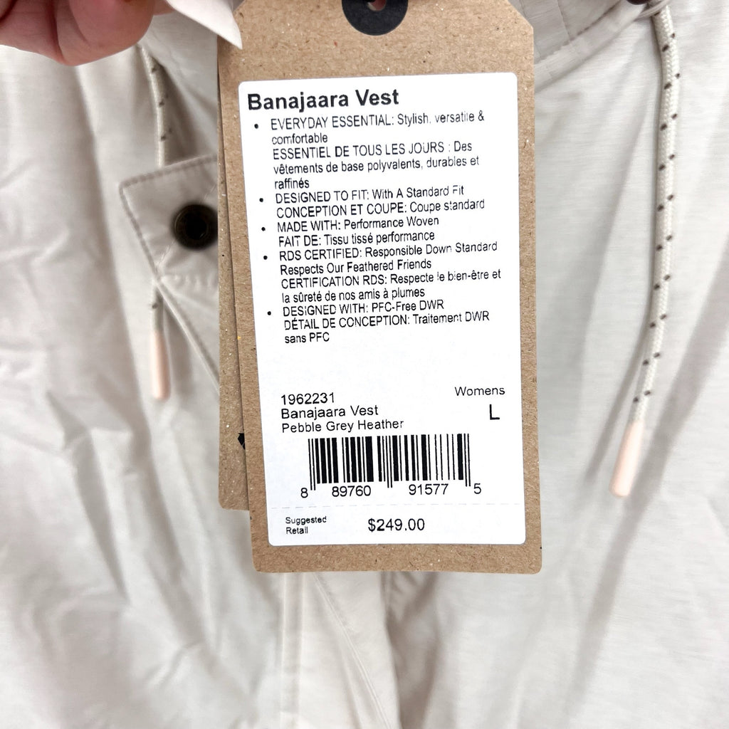 Prana Womens Banajaara Down Vest Large Cream Puffer Hooded Faux Fur NWT $250
