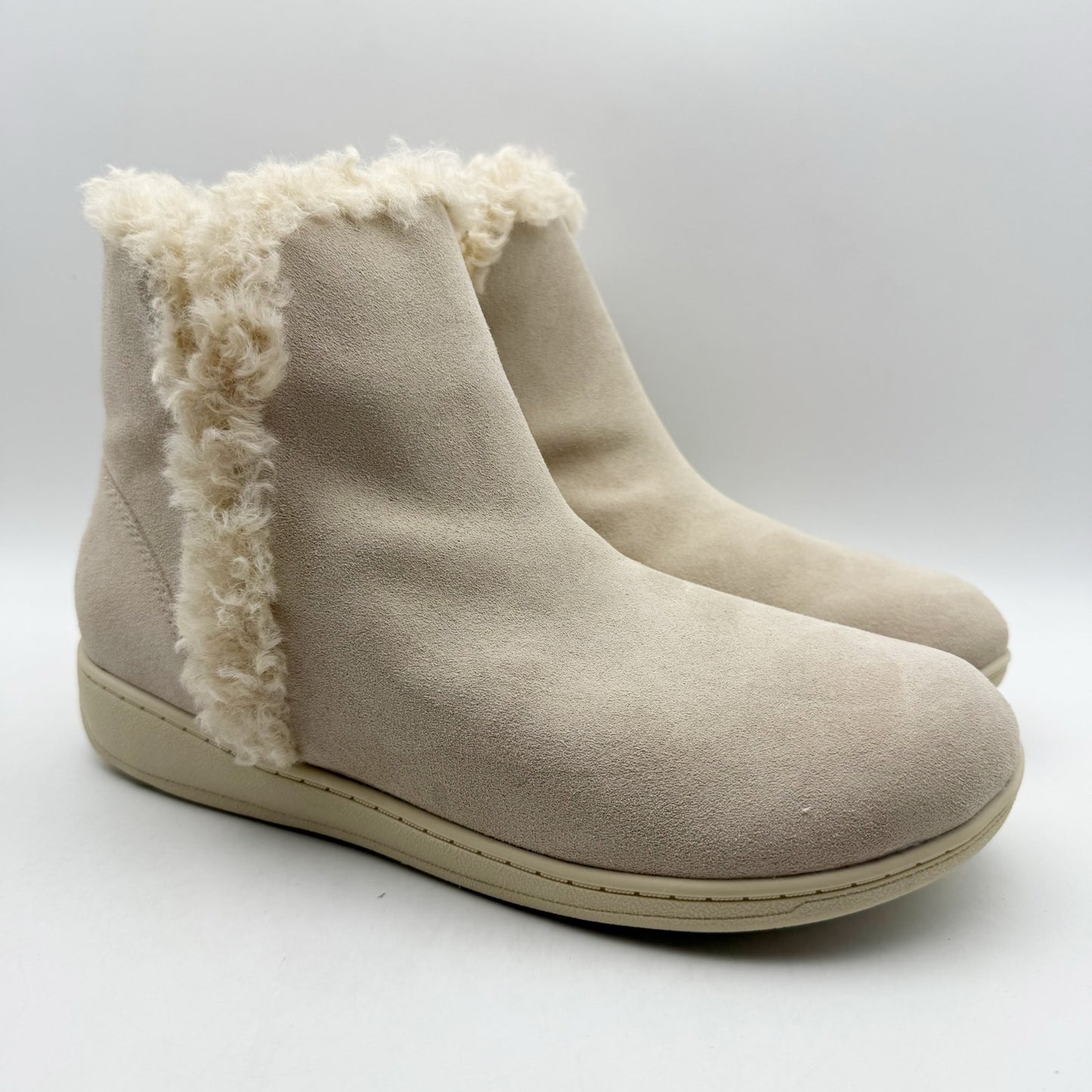 Vionic Womens Unwind Booties US 9 M EU 40 Cream Oatmeal Suede NIB