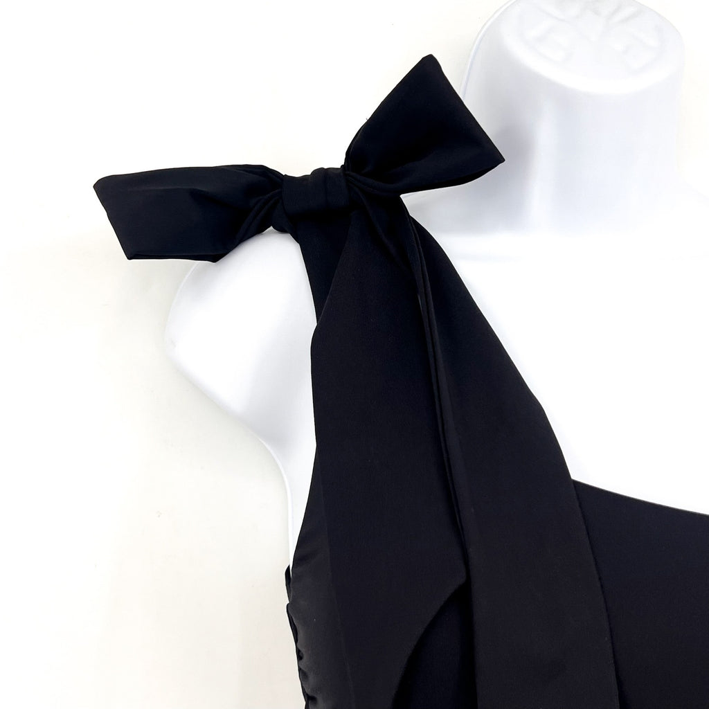SEAFOLLY Women's Beau One Shoulder Swimsuit Size 4 Black Bow Tie NWT