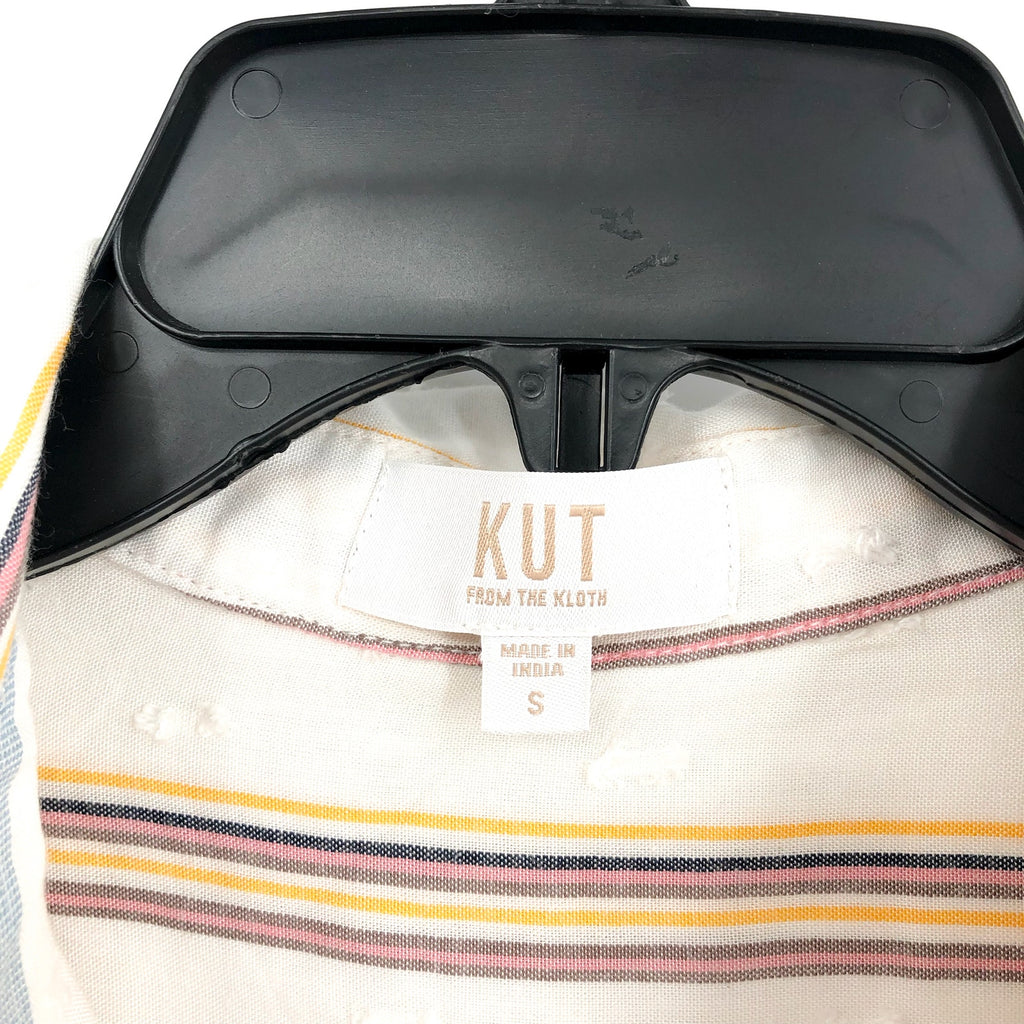 KUT FROM THE KLOTH Zuma Stripe Shirt Small Ivory Gold Rose Buttons NWOT