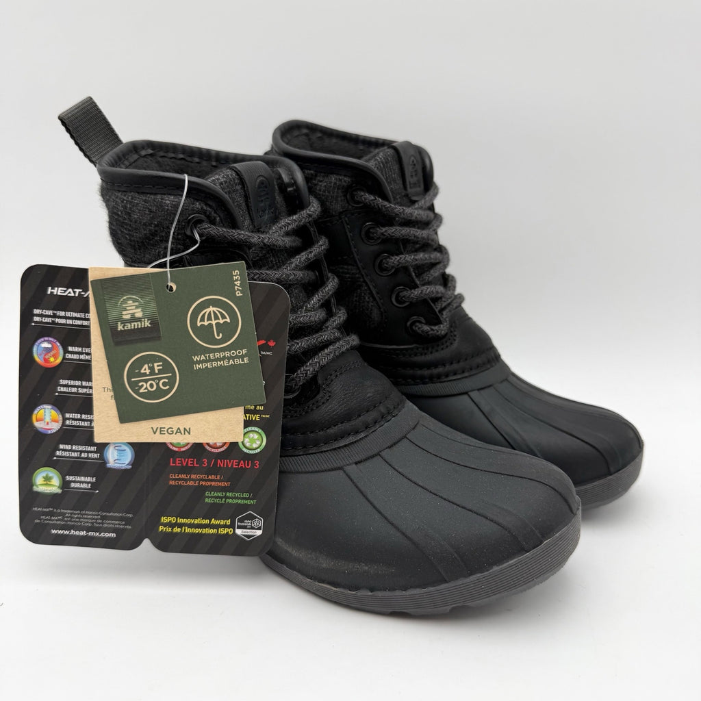 Kamik Girls Mid-Calf Winter Boots US 12 EU 30 Black Waterproof Insulated NIB