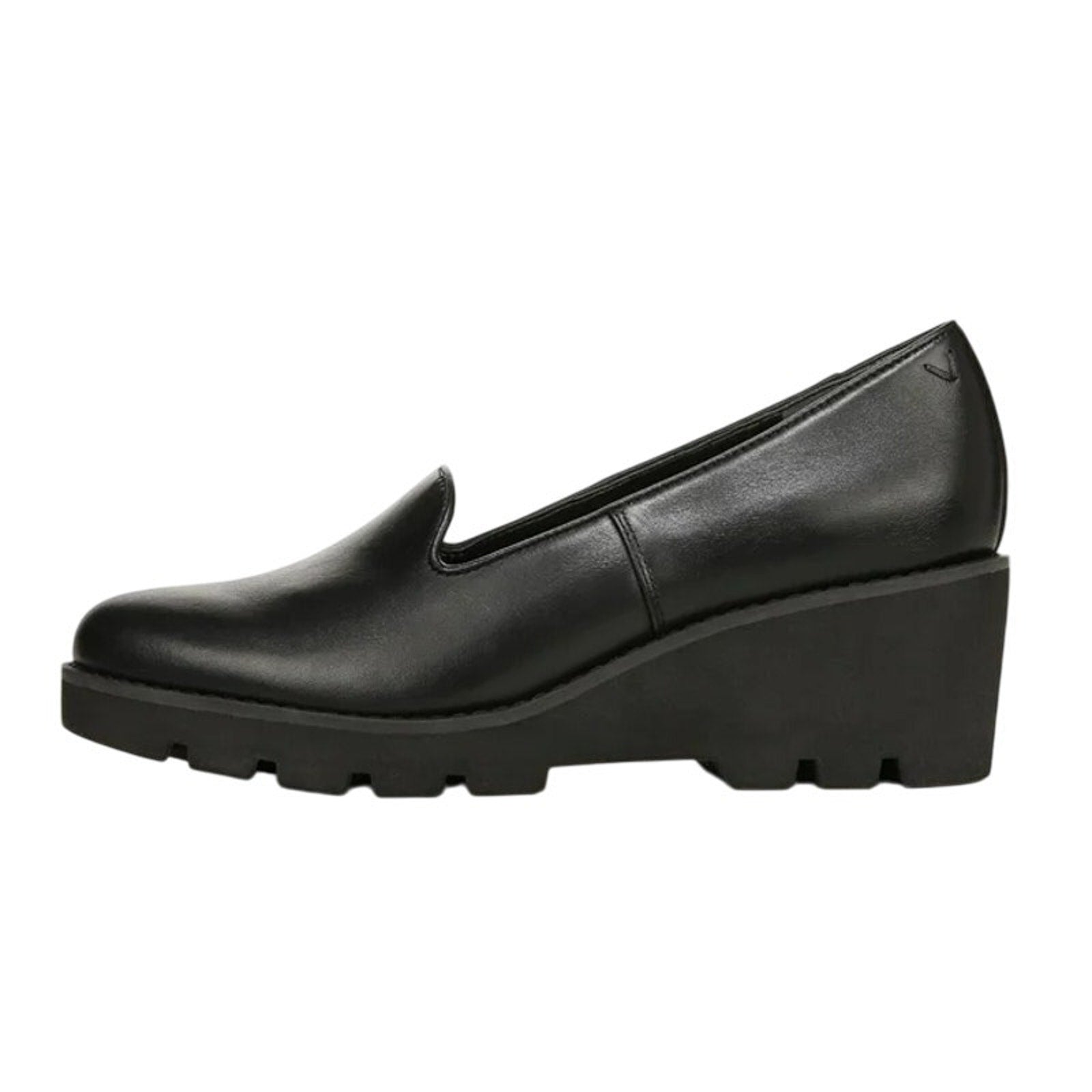Vionic Womens Willa Wedge Loafers US 9 M EU 40 Black Leather Slip On NWOB