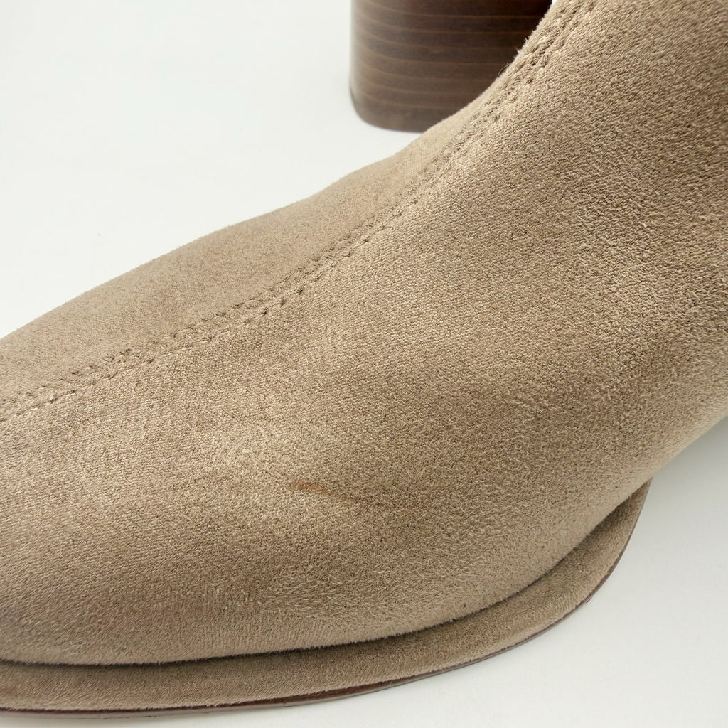Steve Madden Womens Pammy Heel Ankle Booties Size 6 Taupe Tan Suede NIB