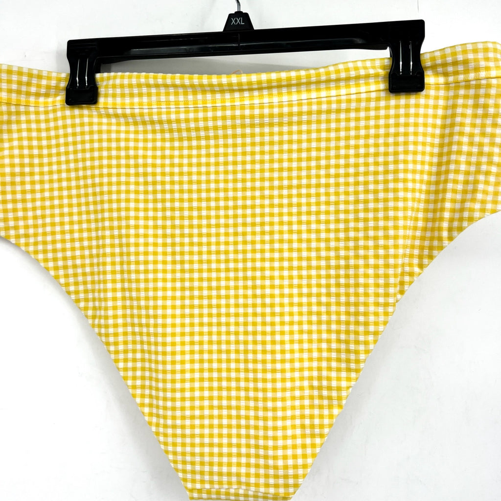 MADEWELL Prawn High-rise Bikini Bottom XL Yellow Chamomile Tea Seersucker NWT