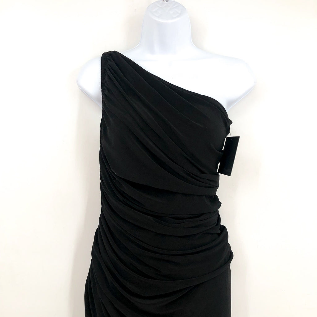 NORMA KAMALI Women's Diana Gown Small 36 Black One Shoulder Asymmetric NWT