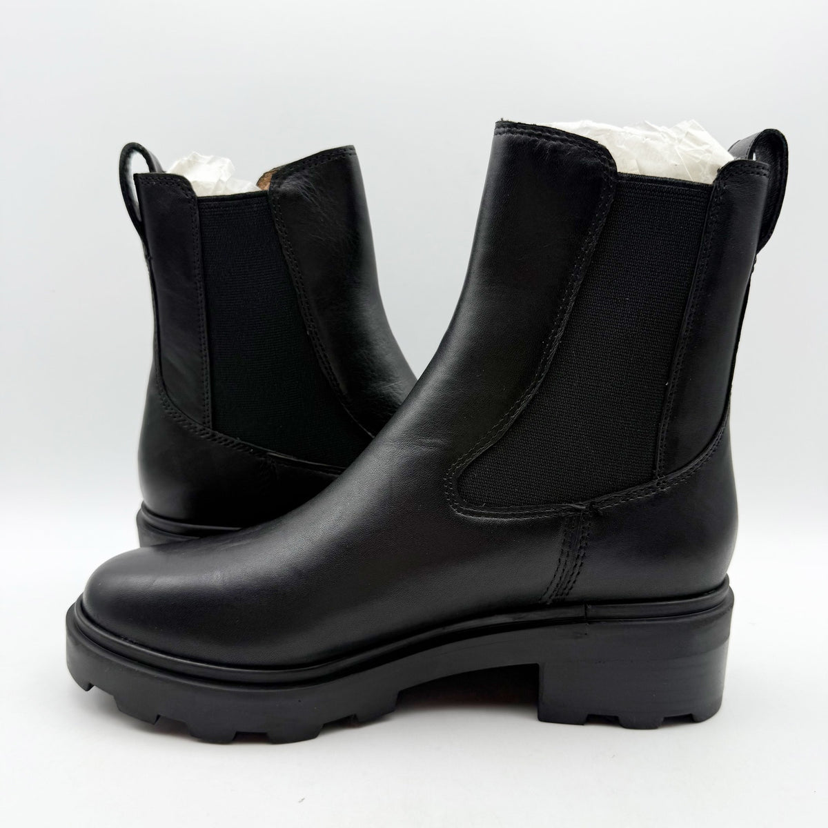 Madewell Womens The Bradley Chelsea Lugsole Boots Size 5.5 Black Leather NWOB