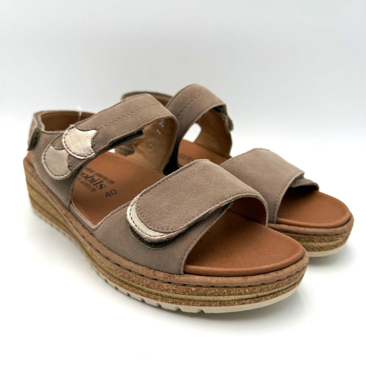 Mobils by Mephisto Womens Riley Wedge Sandals Size 10 EU 40 Light Taupe NIB