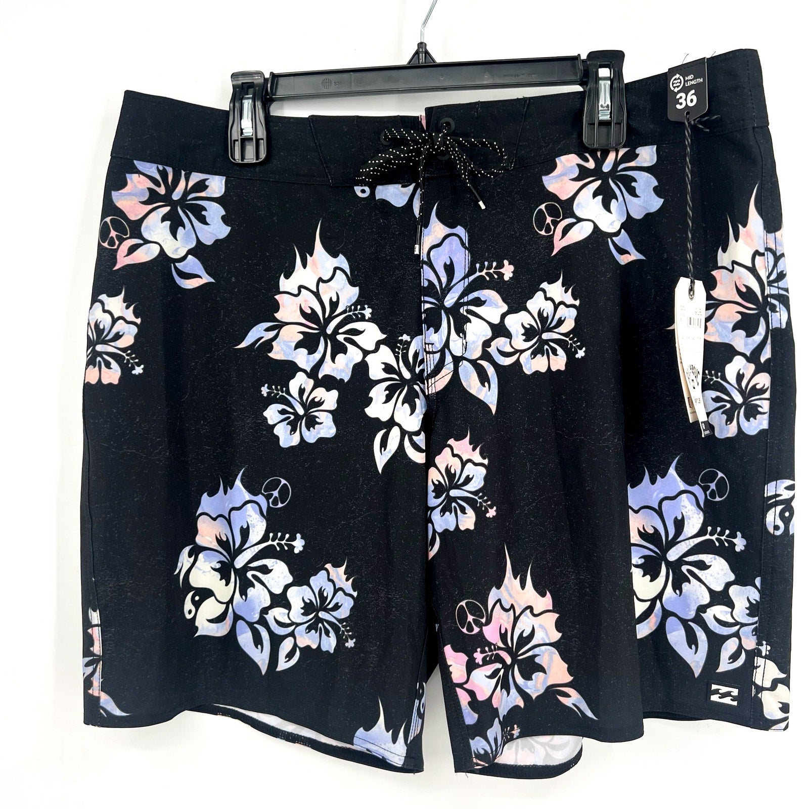 BILLABONG Mens Sundays Pro 19" Board Shorts Size 36 Black Floral Drawstring NWT