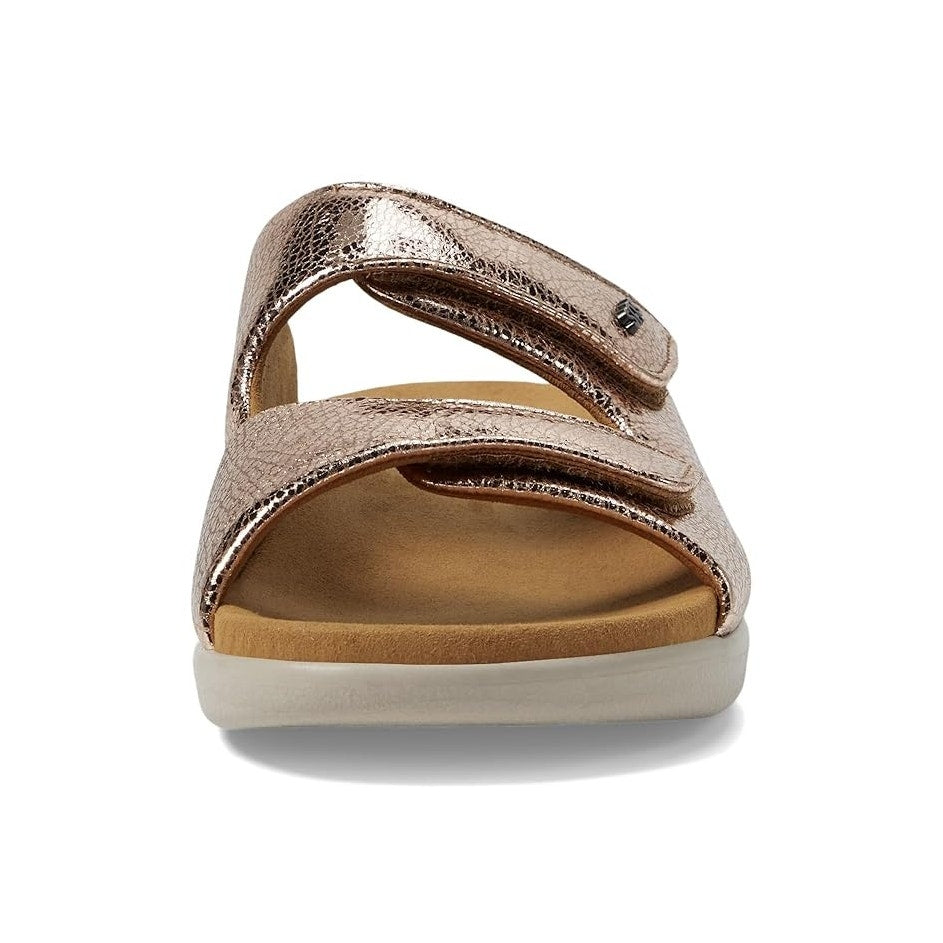 SAS Womens Cozy Adjustable Slide Sandals Size 9 Wide Pink Metallic Leather NIB