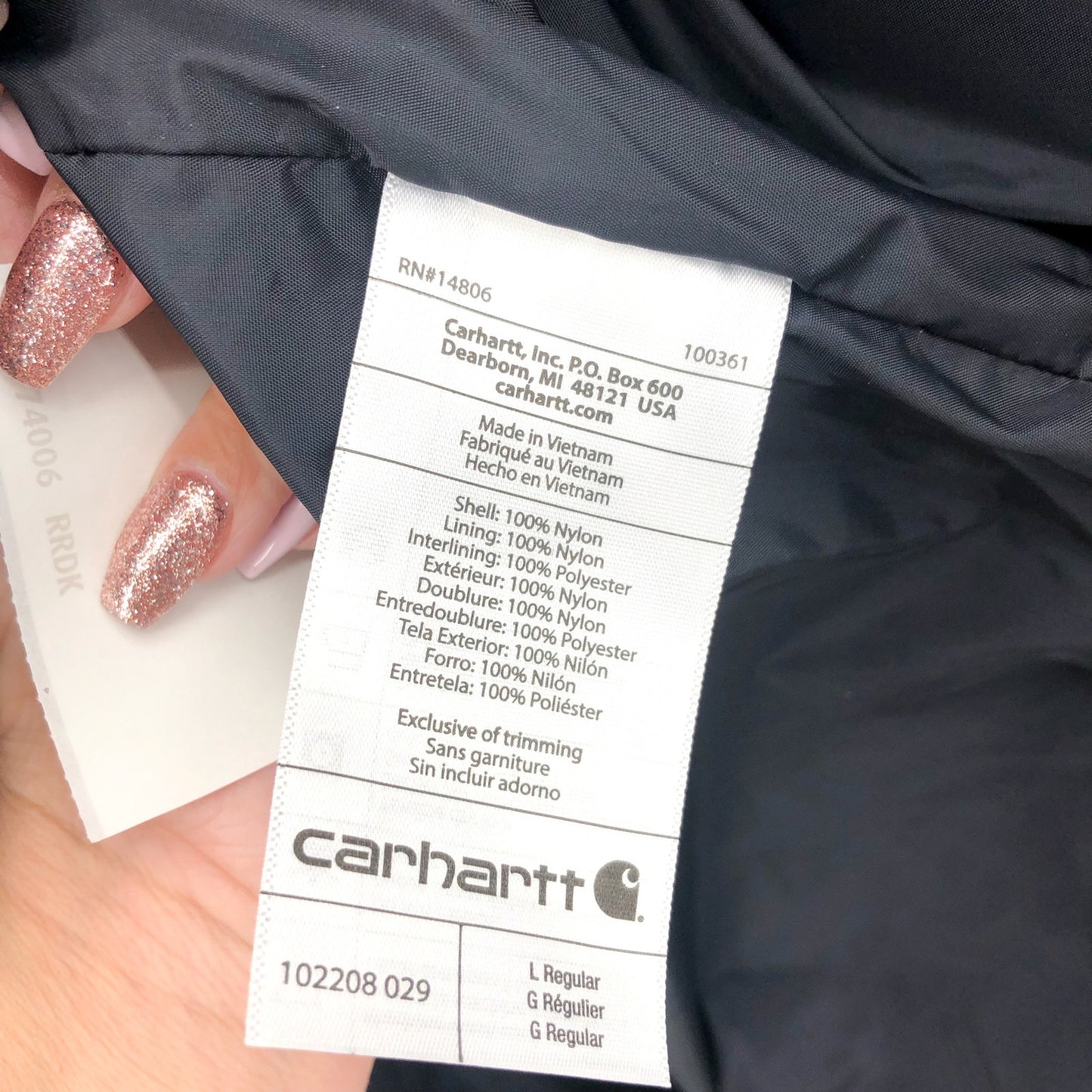 CARHARTT Rain Defender Insulated Jacket Large Grey Relaxed Fit Lightweight NWT