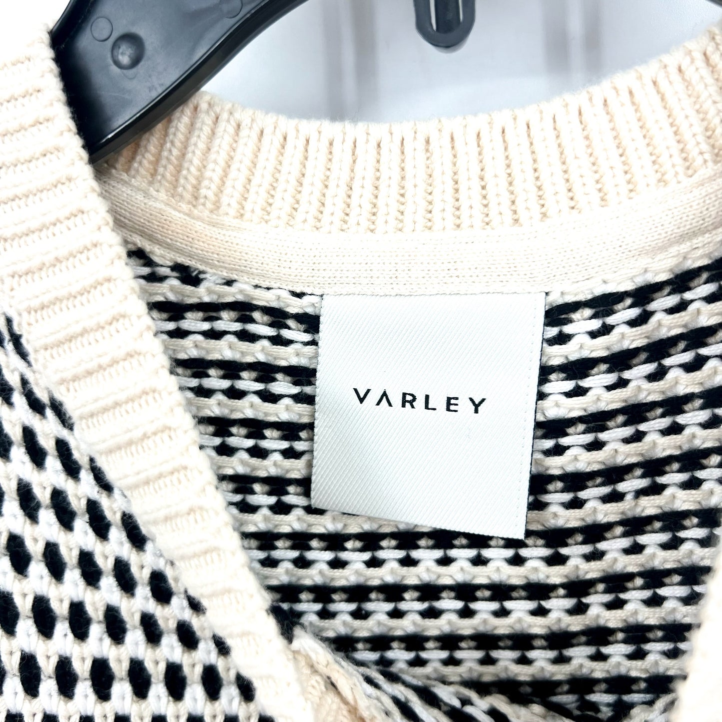 VARLEY Womens Knowles Textured Knit Vest Top XS Birch Cream Black Stitch NWOT