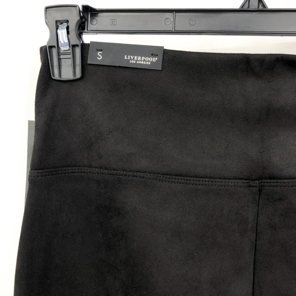 LIVERPOOL Women's Pearl Pull-On Faux Suede Flare Pants Small Black Stretch NWT