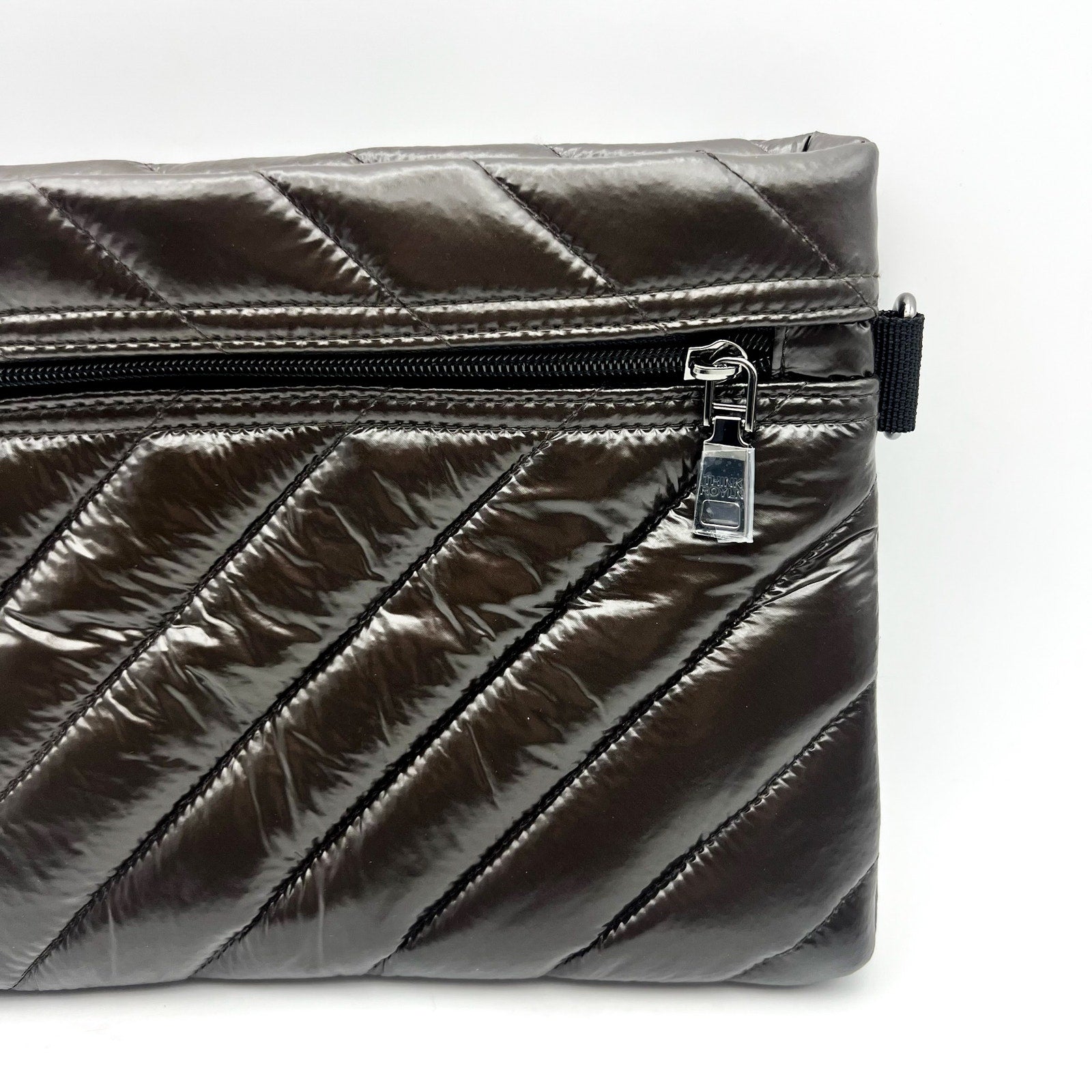THINK ROYLN Diagonal Bum Bag 2.0 Medium Glossy Chocolate Brown NWOT