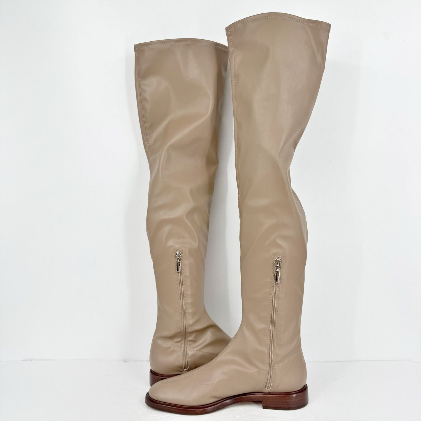 Schutz Womens Kaolin Over The Knee Flat Boots US 8 B EU 38.5 Beige NWOB