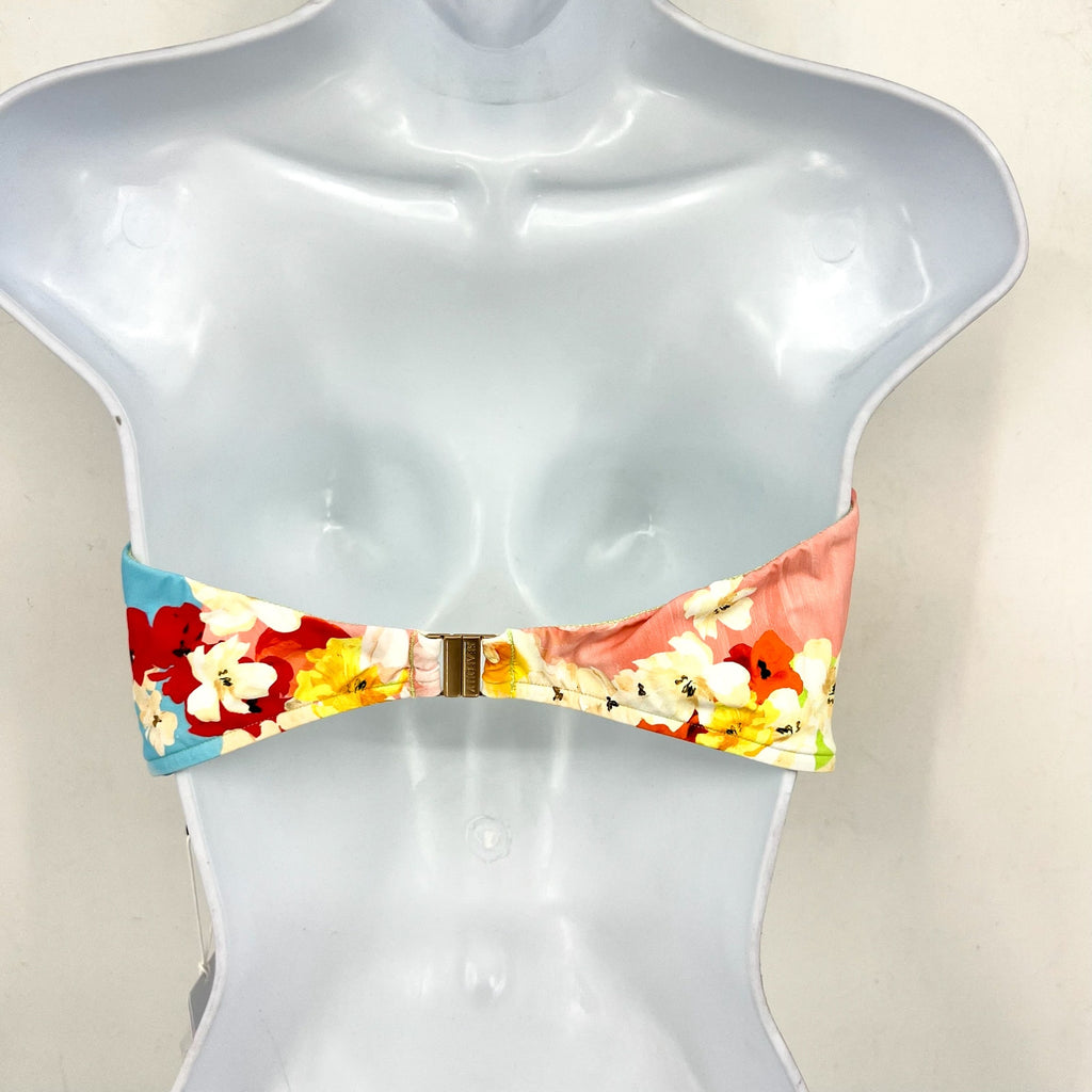 SEAFOLLY Women's Cuba Bandeau Bikini Top Size 10 Turquoise Multi Printed NWT