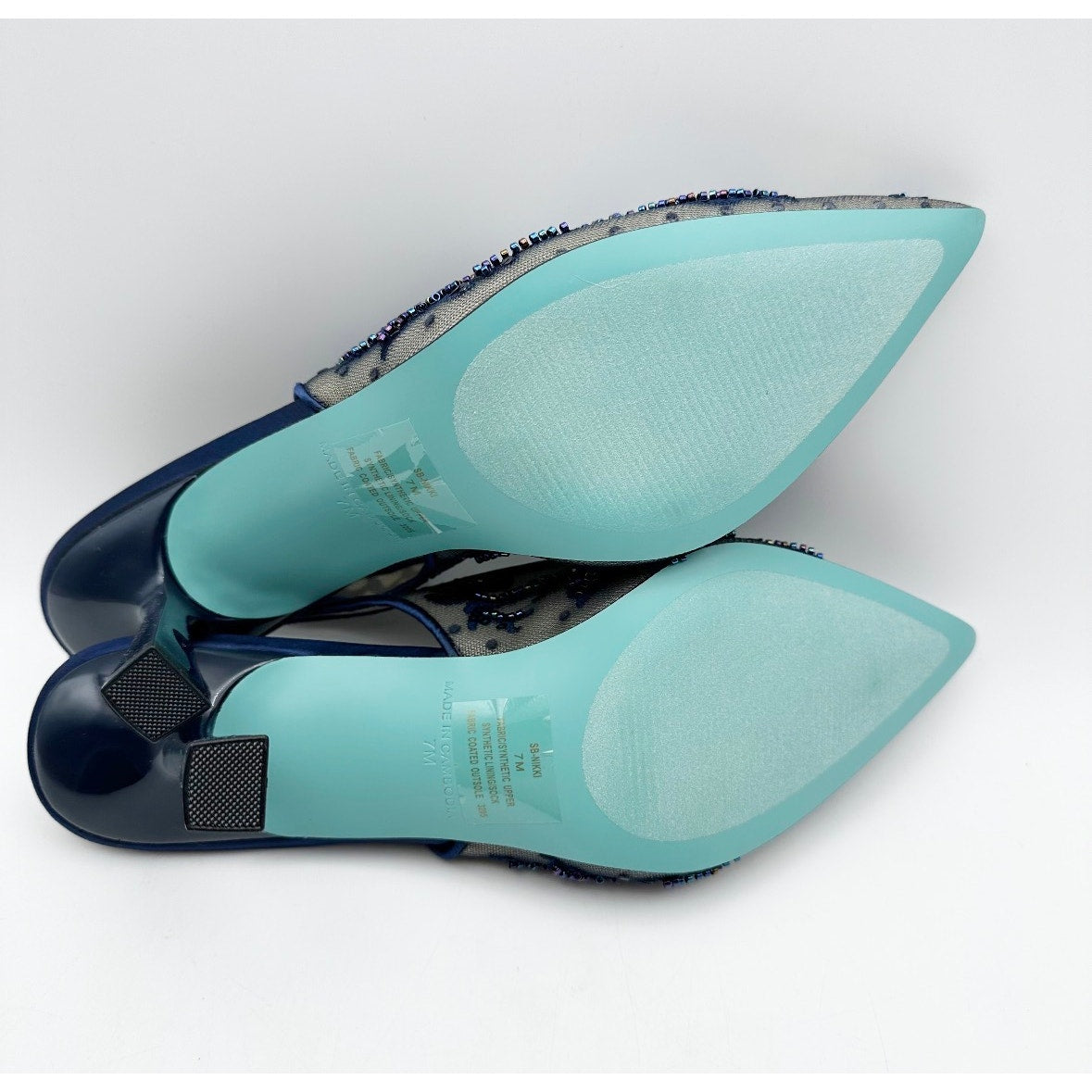 Blue Betsey Johnson Womens Nikki High Heels Size 7 Navy Blue Lace Sling Back NIB