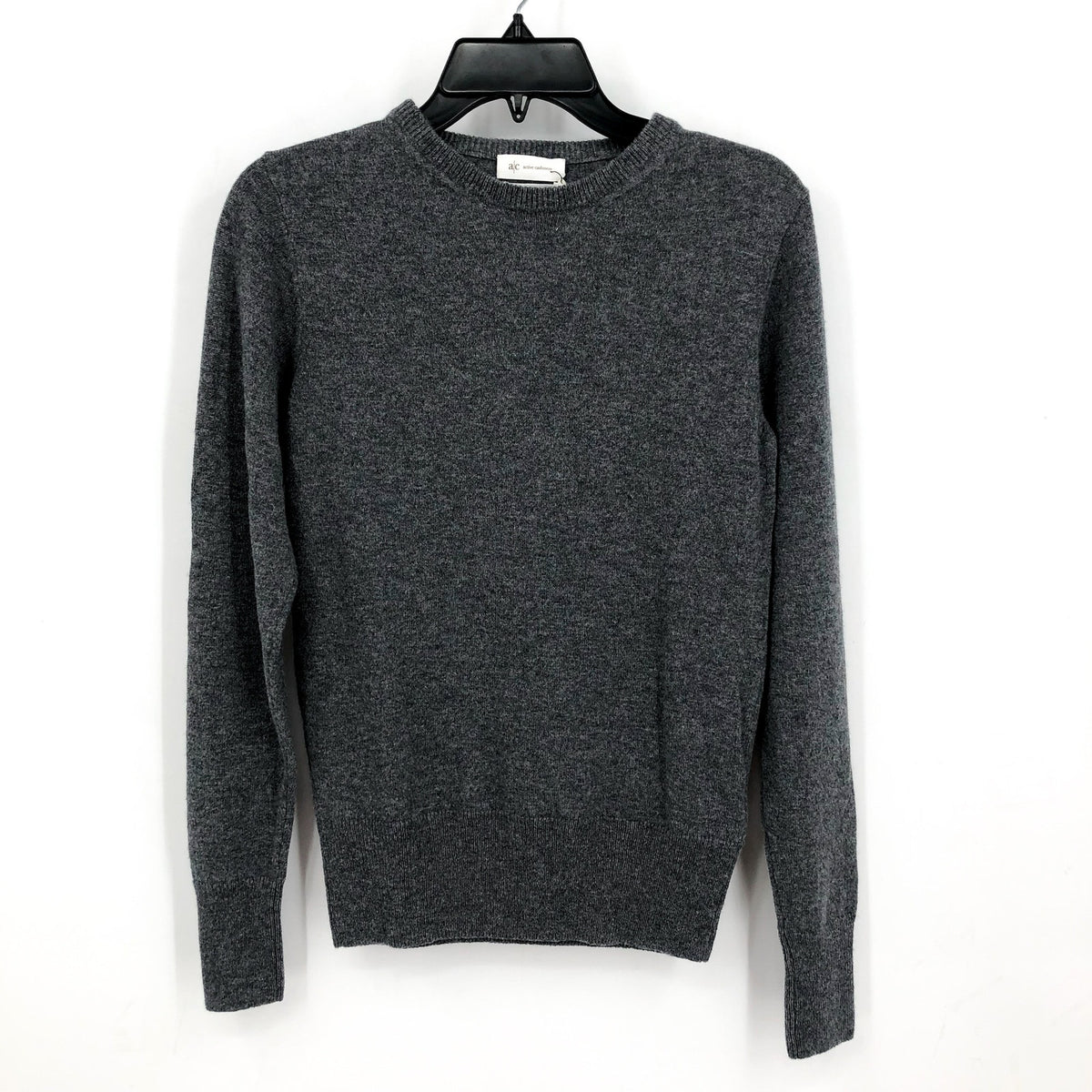 ACTIVE CASHMERE Women's Fitted Cashmere Sweater XS Charcoal Gray Crewneck NWT