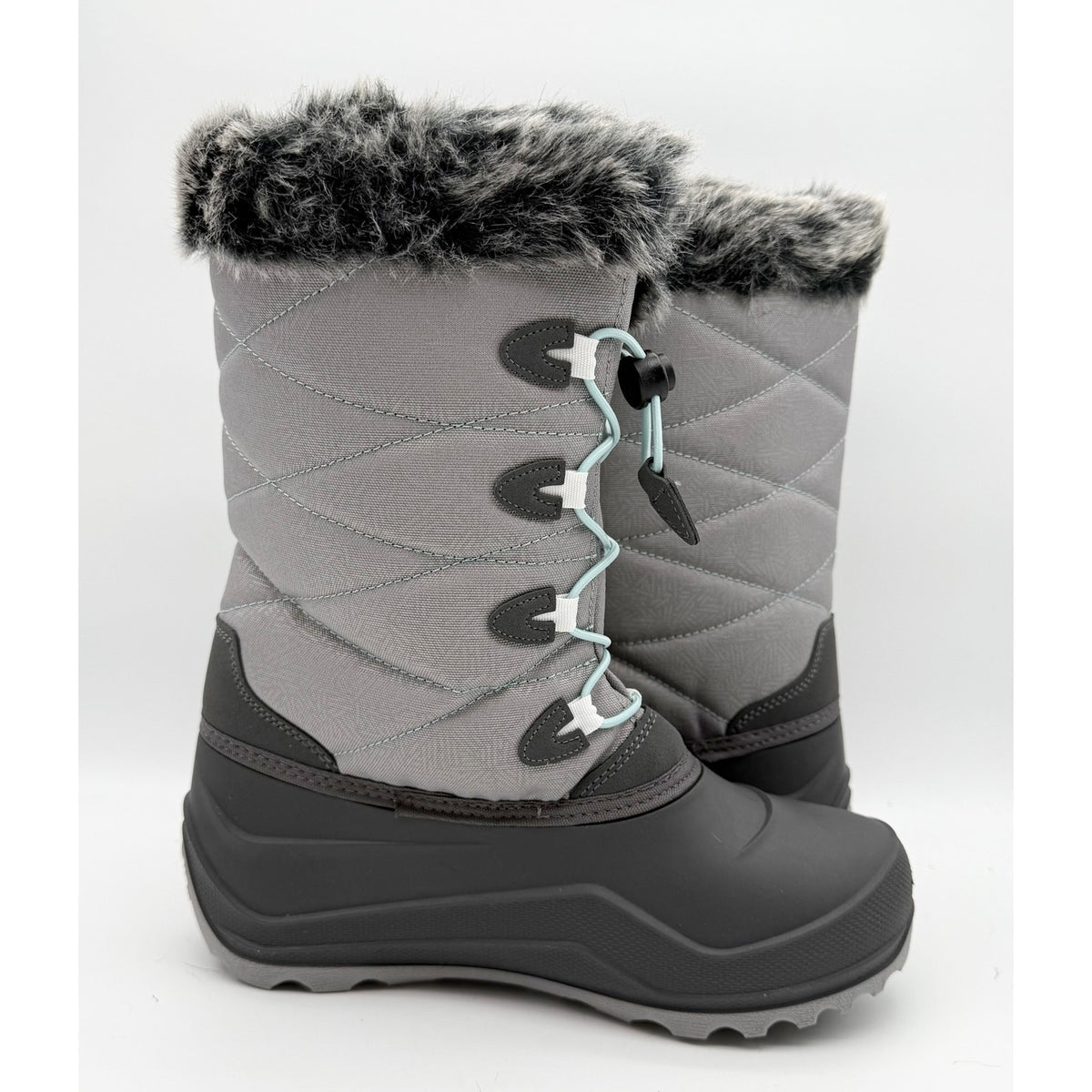 Kamik Big Kids SNOWANGEL Boots Size 7 EU 39 Grey Blue Insulated Waterproof NIB