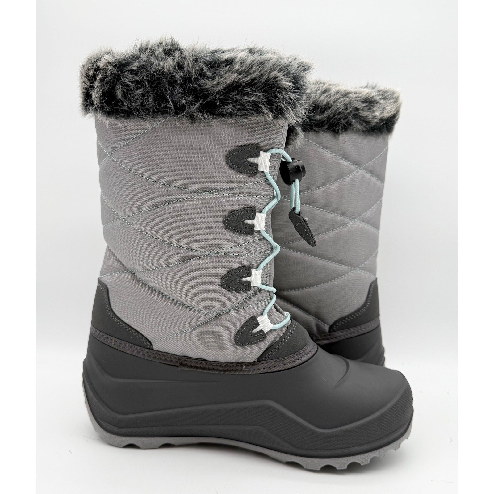 Kamik Kids SNOWANGEL Boots US 7 EU 39 Grey Blue Fleece Insulated Waterproof NIB