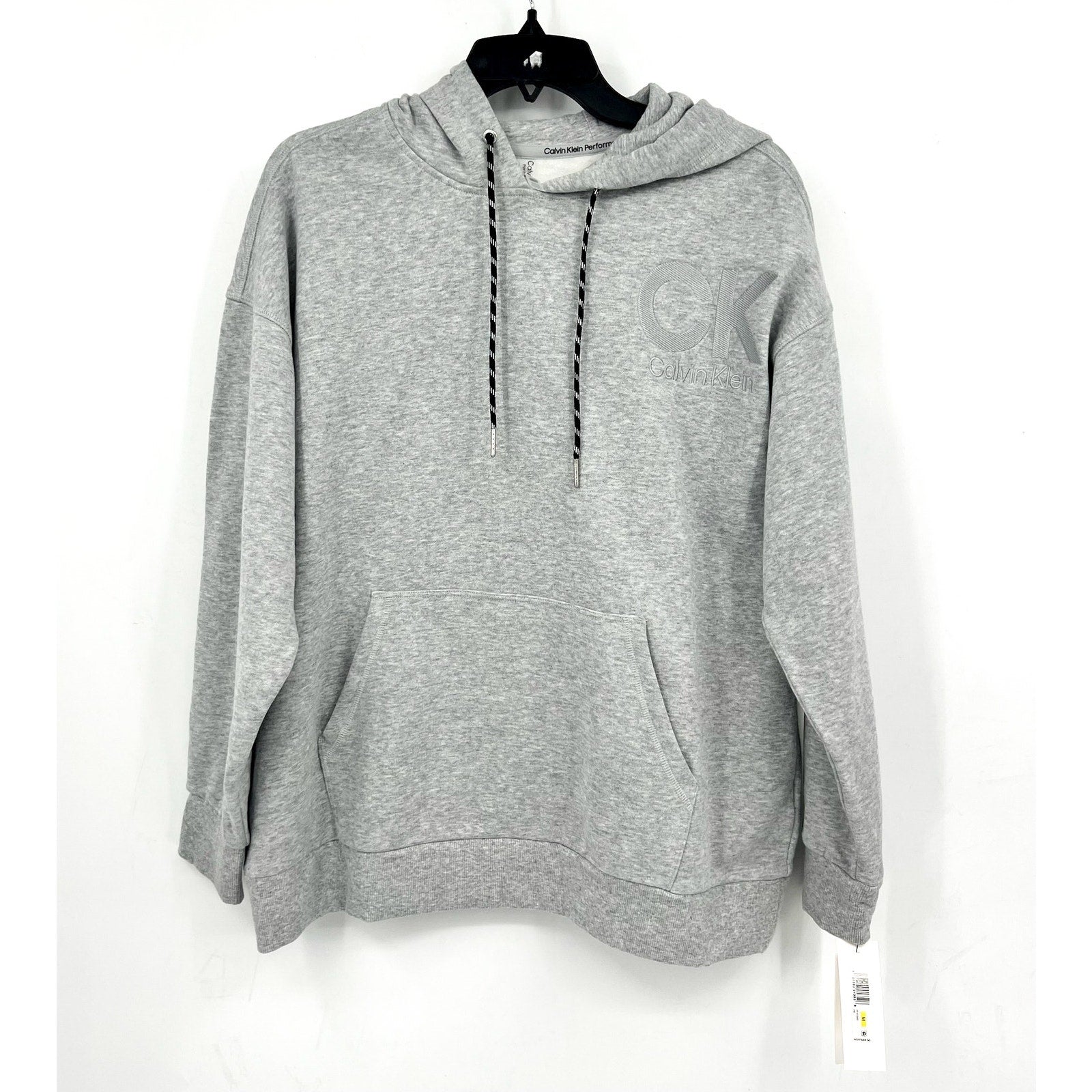 CALVIN KLEIN Women's Logo Hoodie Medium Pearl Grey Pullover Sweatshirt NWT