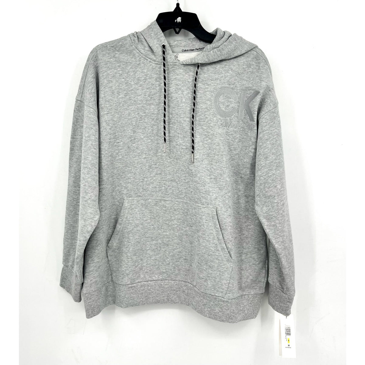 CALVIN KLEIN Women's Logo Hoodie Medium Pearl Grey Pullover Sweatshirt NWT