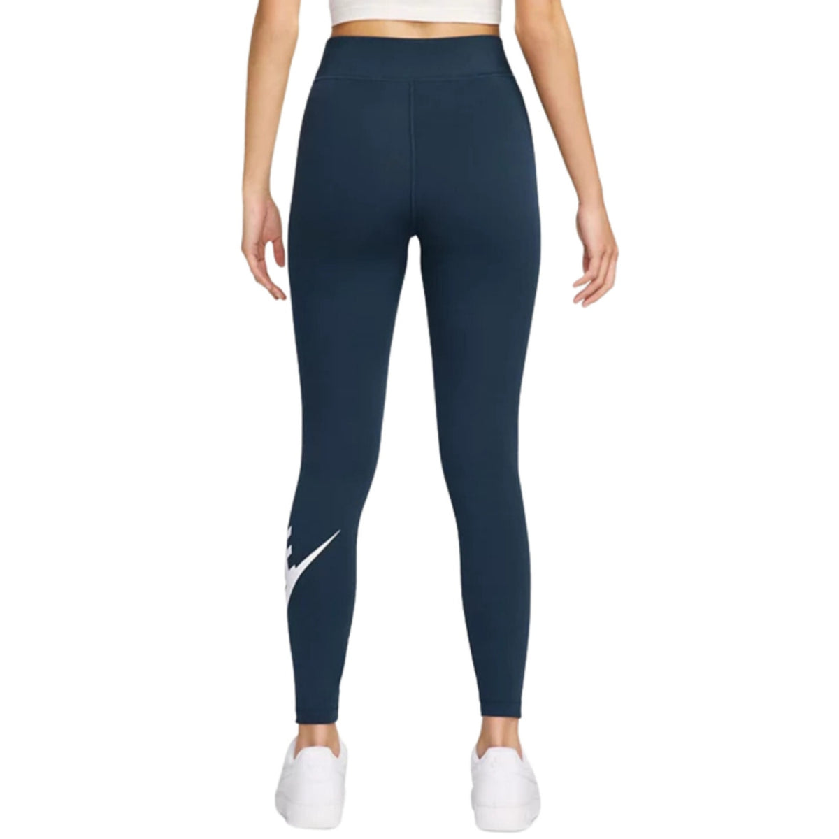 Nike Womens Logo Full Length Leggings XS Navy Blue Athletic High-Waisted NWT
