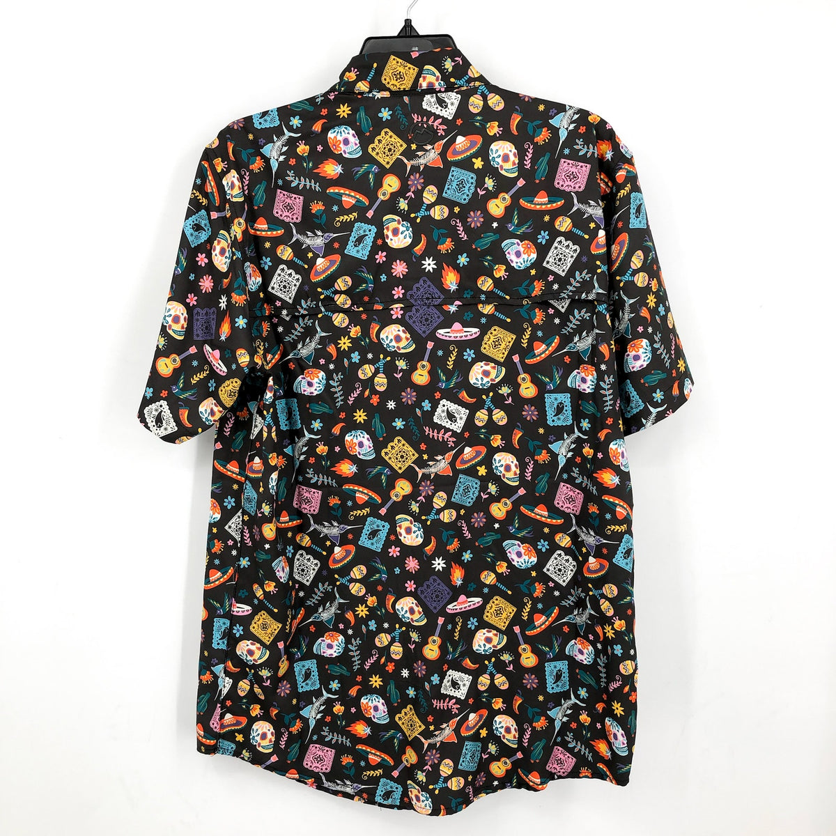 MAGELLAN Mens Dia De Los Muertos Fishing Shirt XS Black Short Sleeve NWOT