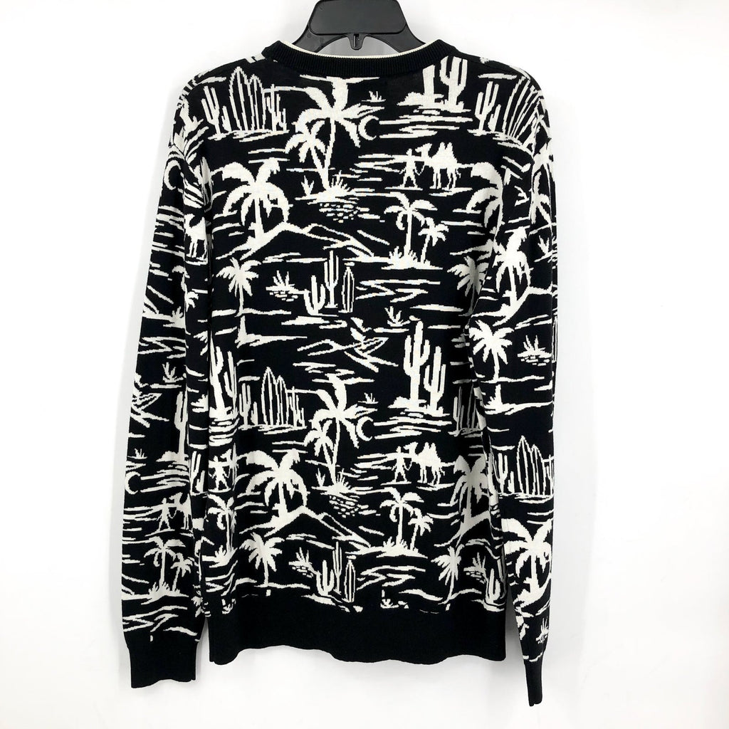 SCOTCH & SODA Mens Pullover Woven Sweatshirt XL Black White Palm Print NWT