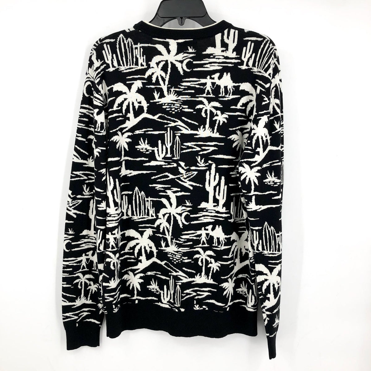 SCOTCH & SODA Mens Pullover Woven Sweatshirt XL Black White Palm Print NWT