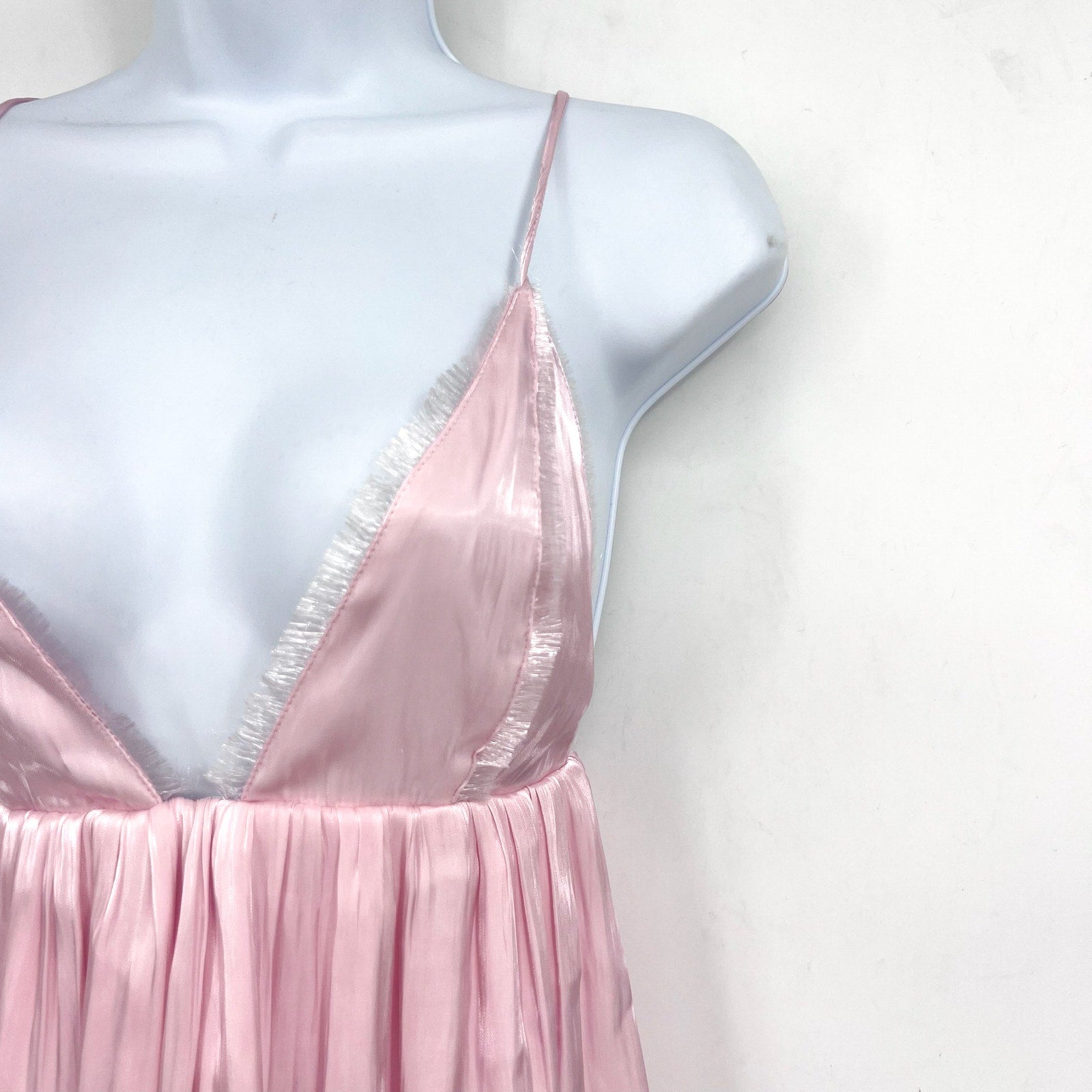 GANNI Womens Changeant Strap Dress Size 32 US 0 Chalk Pink Satin Sleeveless NWOT