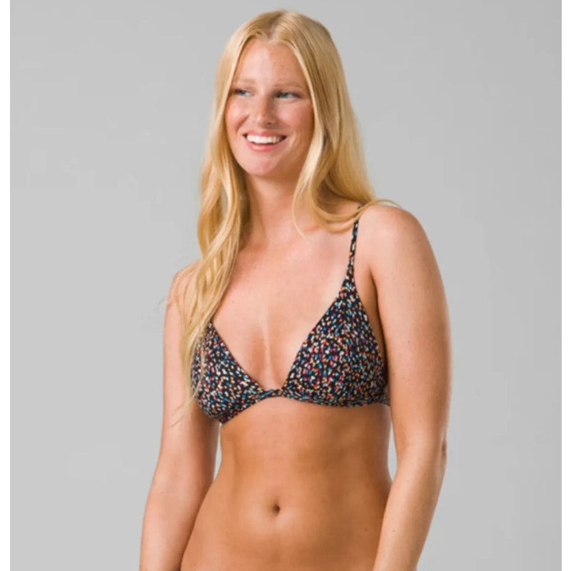 PRANA Women's Sunkissed Bikini Top XL Black Alotta Dots Stretch UPF 50+ NWT