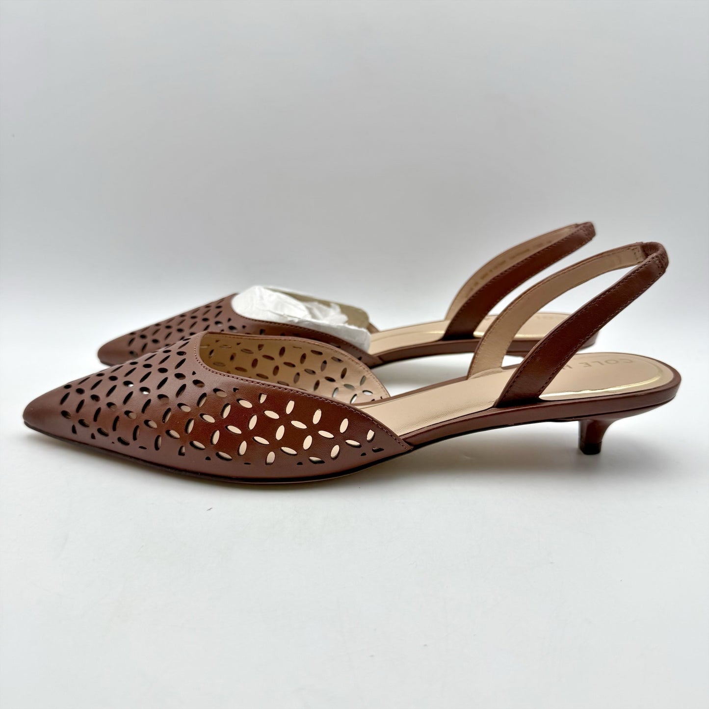 Cole Haan Womens Gilda Pumps US 10 B EU 40.5 Brown Perforated Leather NIB