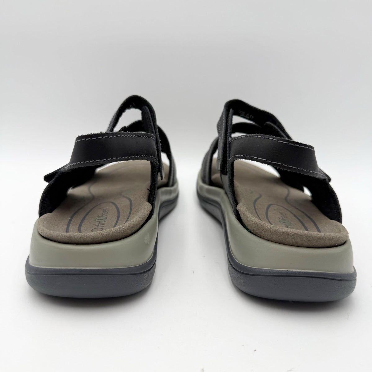 OrthoFeet Womens Naxos Sandals Size 8 Wide Black Leather Comfort NIB