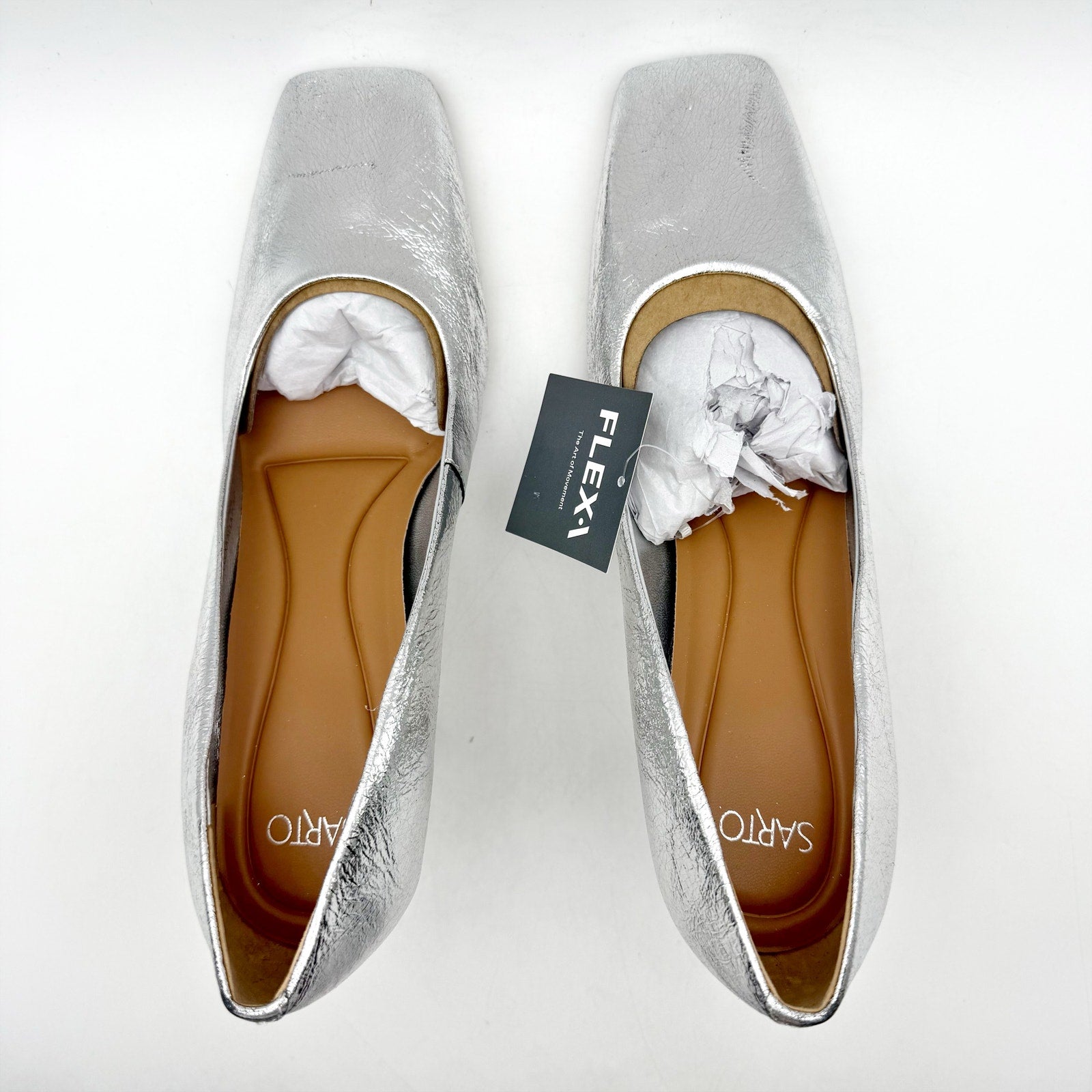 Franco Sarto Womens Flexa Aela Pumps US 8.5 M EU 39 Silver Leather NIB