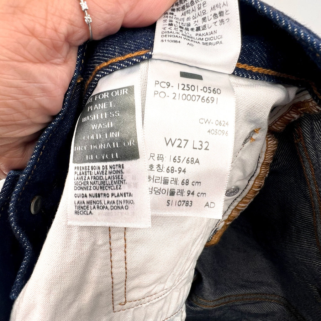 LEVI'S Women 501 Original Fit Selvedge Jean 27x32 US 4 Rinsey Dark 125010560 NWT