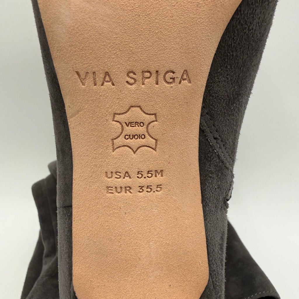 Via Spiga Womens Cassie Knee High Boots Size 5.5 EU 35.5 Gray Suede NWOB