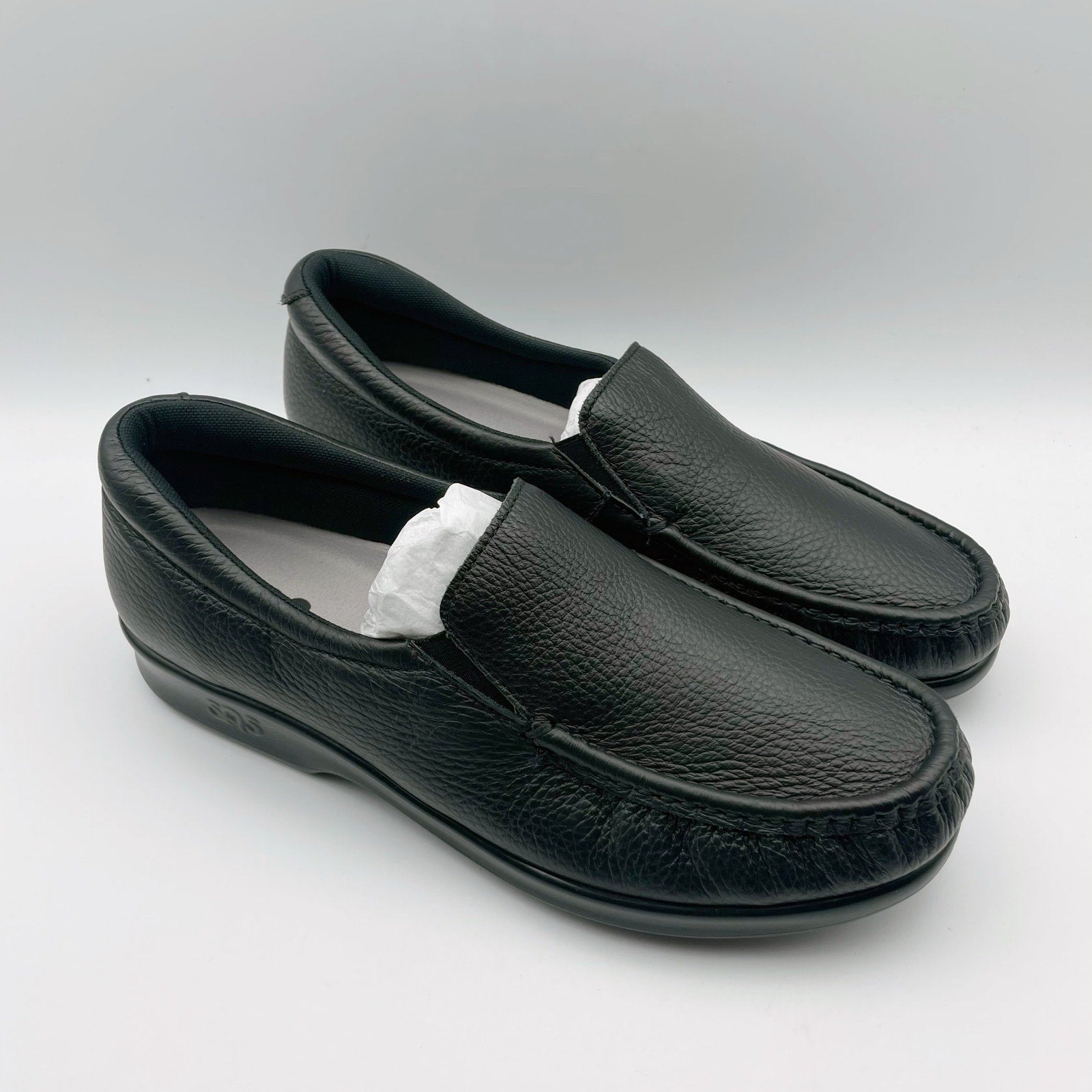 SAS Womens Twin Slip On Walking Shoes US 9.5 M EU 40-41 Black Leather NIB