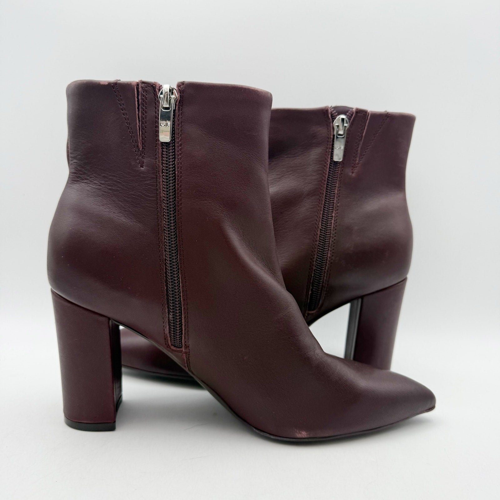 Marc Fisher Womens Glorena Ankle Boots US 8 M Dark Red Leather Bootie NWOB