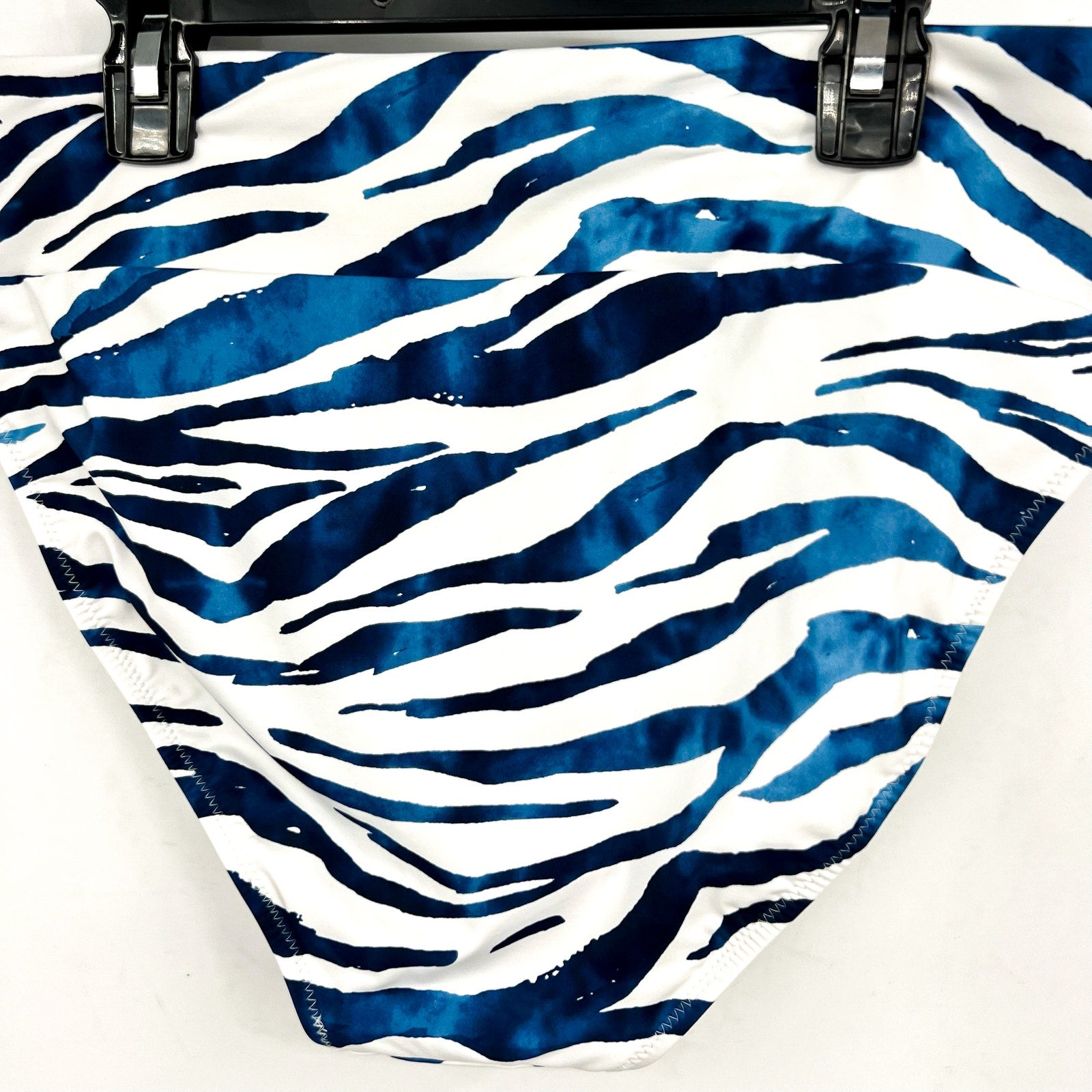 TOMMY BAHAMA Palm Modern Zanzebra High-Waist Bikini Bottom Medium Banff Blue NWT