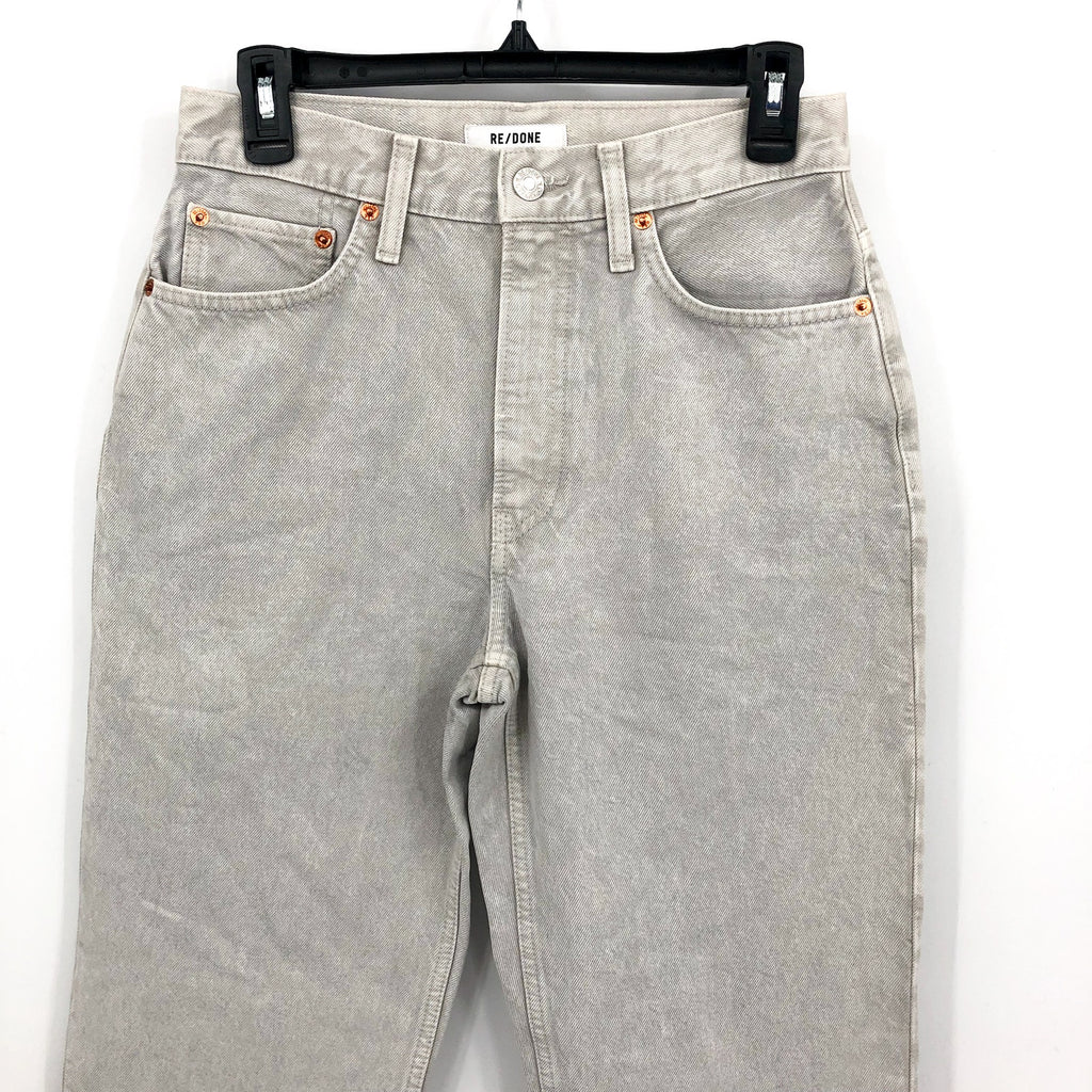 RE/DONE Women's High-Rise Tapered Jeans 2/26 Light Grey Rigid Denim Relaxed NWOT