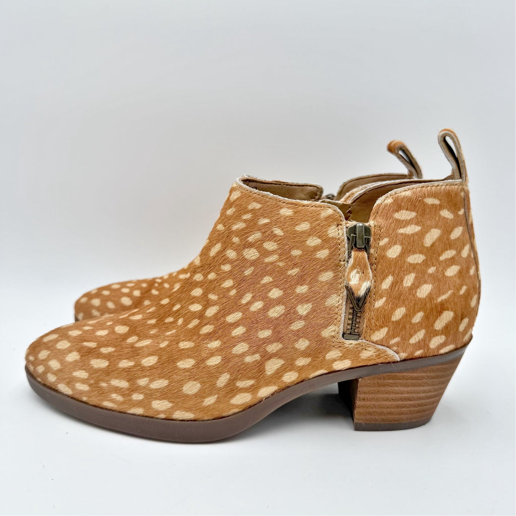 Vionic Womens Cecily Ankle Booties Size 5 EU 36 Brown Deer Print Calf Hair NWOB