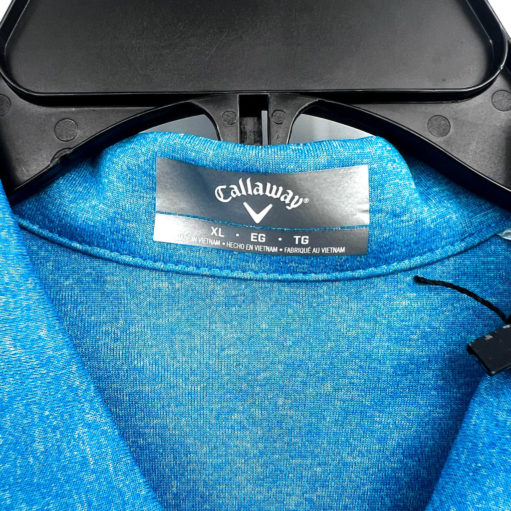 CALLAWAY Womens 1/4 Zip Short Sleeve Golf Polo Shirt XL Blue Sea Heather NWT