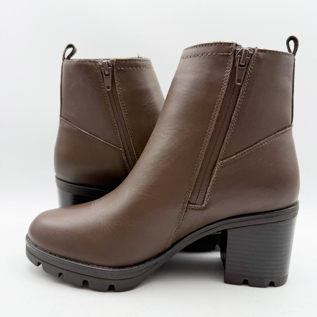 Naturalizer Womens Verney Ankle Bootie Size 9.5 M Brown Leather Waterproof NIB