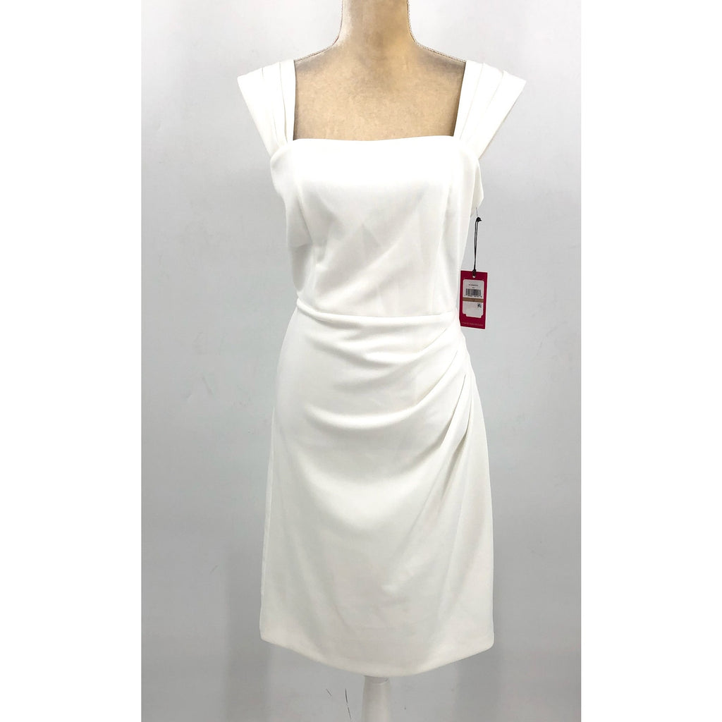 VINCE CAMUTO Women's Scuba Sheath Dress Size 12 White Square Neck NWT