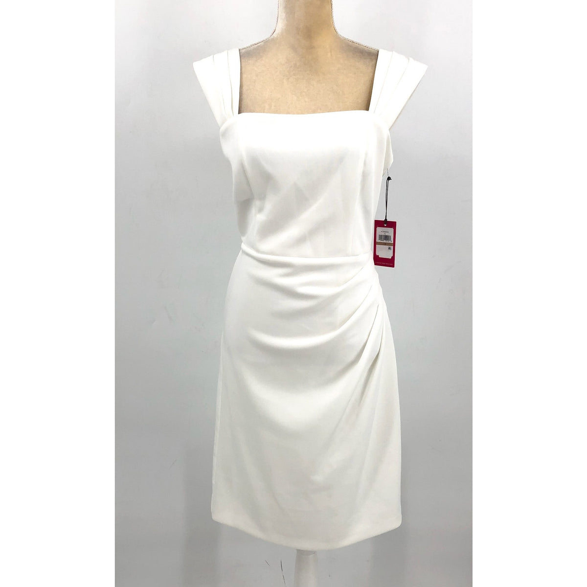 VINCE CAMUTO Women's Scuba Sheath Dress Size 12 White Square Neck NWT
