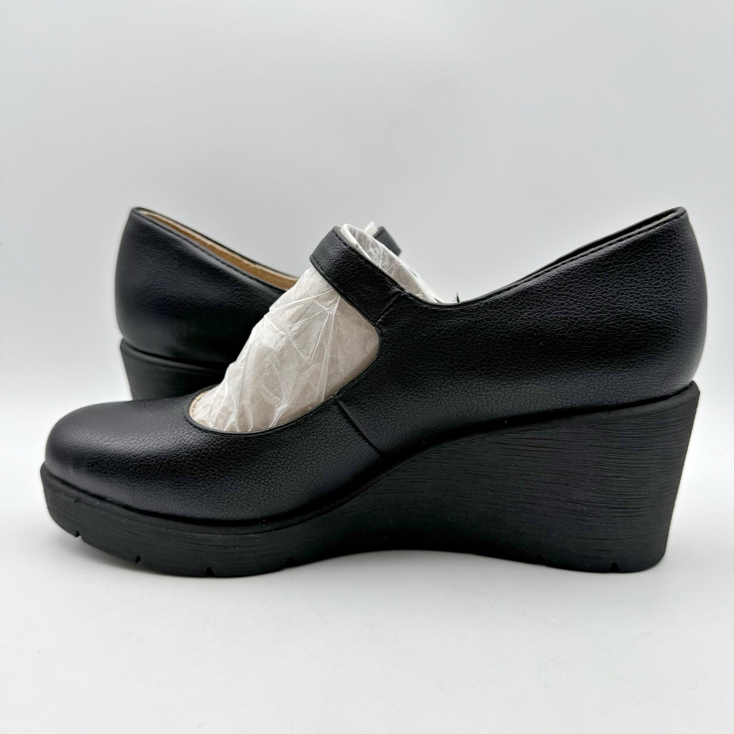 NATURALIZER Womens Adore Mary Jane Wedge Heels US 12 M EU 43 Black NWOB