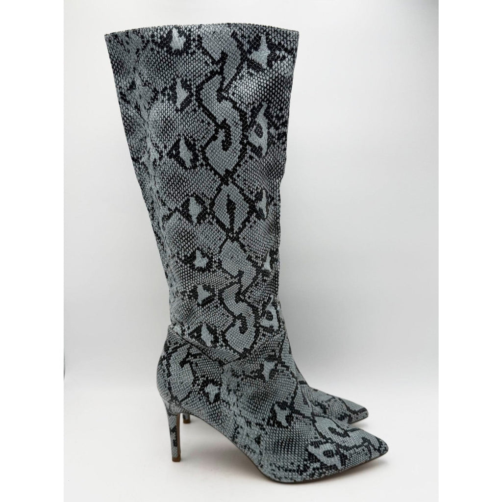 Steve Madden Womens Kinga Heeled Knee High Boots Size 10 EU 40 Blue Snake NWOB