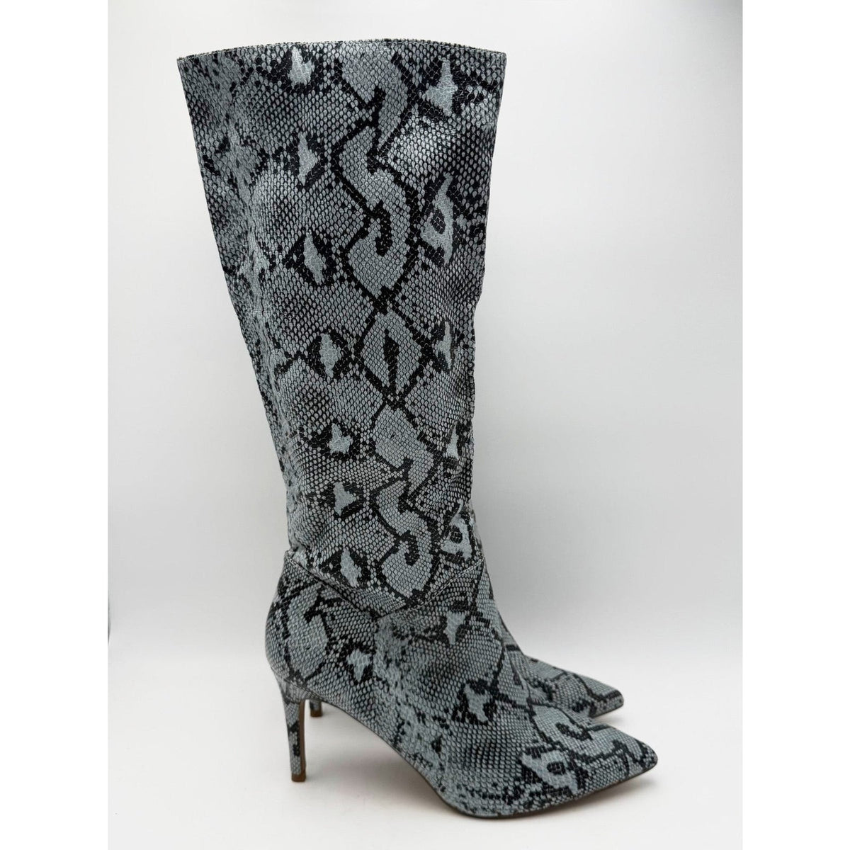 Steve Madden Womens Kinga Heeled Knee High Boots Size 10 EU 40 Blue Snake NWOB