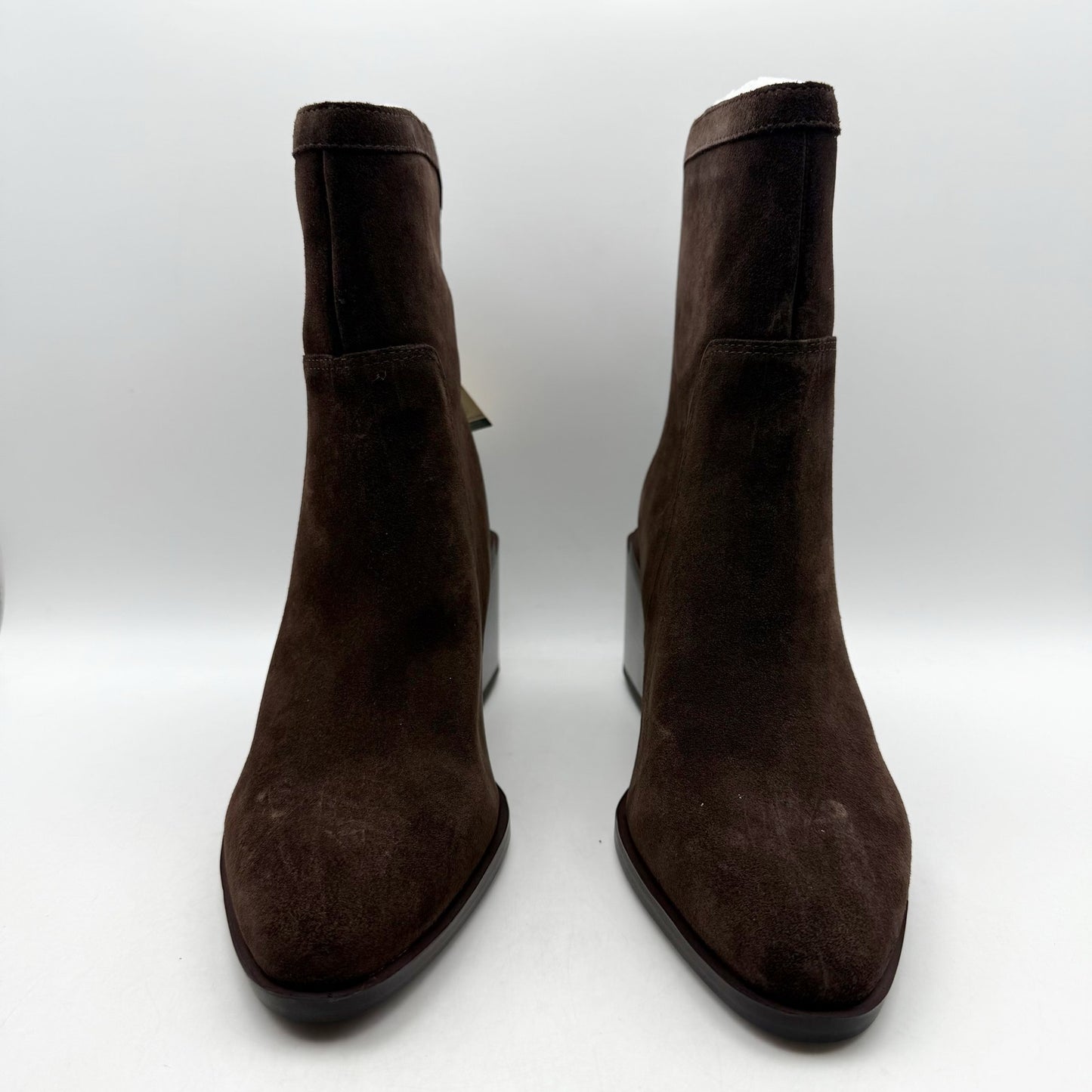 Vince Camuto Womens Kortimy Heeled Ankle Boot US 8 Wide EU 39 Brown Suede NIB