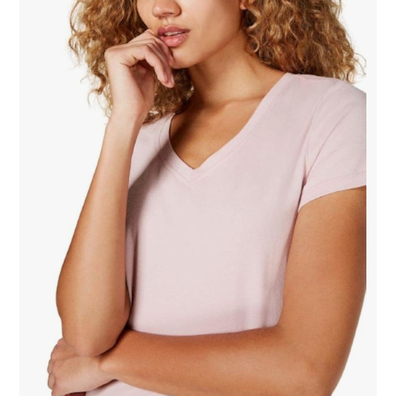 CALVIN KLEIN Women's V-Neck T-Shirt Small Secret Pink Short Sleeve NWT